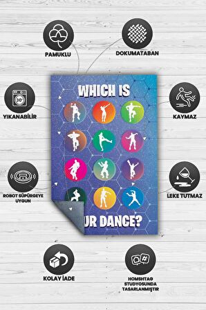 Homshtag Your Dance Pamuklu Dokuma Tabanlı Yıkanabilir Kaymaz Gamer Halısı