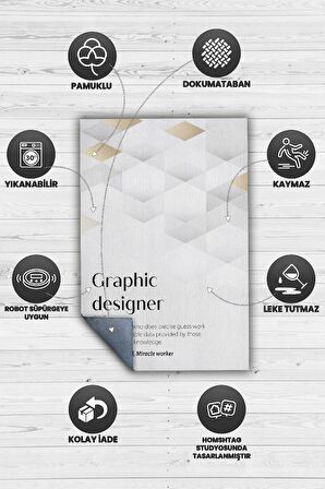 Homshtag Grafik Tasarımcı Pamuklu Dokuma Tabanlı Yıkanabilir Kaymaz Tasarımcı Halısı