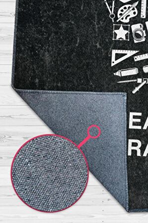 Homshtag Fikir Üretici Pamuklu Dokuma Tabanlı Yıkanabilir Kaymaz Tasarımcı Halısı