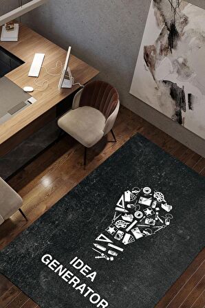 Homshtag Fikir Üretici Pamuklu Dokuma Tabanlı Yıkanabilir Kaymaz Tasarımcı Halısı