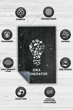 Homshtag Fikir Üretici Pamuklu Dokuma Tabanlı Yıkanabilir Kaymaz Tasarımcı Halısı