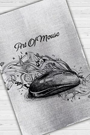Homshtag Mouse Sanatı Pamuklu Dokuma Tabanlı Yıkanabilir Kaymaz Tasarımcı Halısı