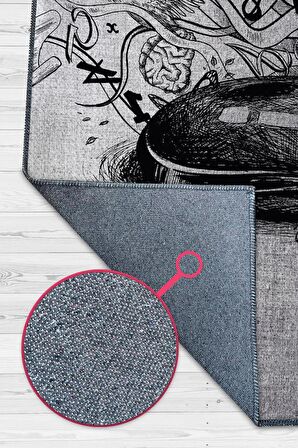 Homshtag Mouse Sanatı Pamuklu Dokuma Tabanlı Yıkanabilir Kaymaz Tasarımcı Halısı