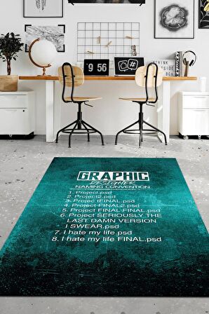 Homshtag Dosya İsimleri Pamuklu Dokuma Tabanlı Yıkanabilir Kaymaz Tasarımcı Halısı