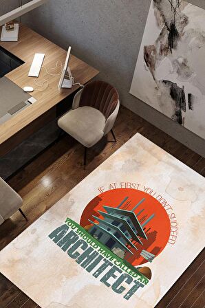 Homshtag Önce Mimarı Ara Pamuklu Dokuma Tabanlı Yıkanabilir Kaymaz Mimar Halısı