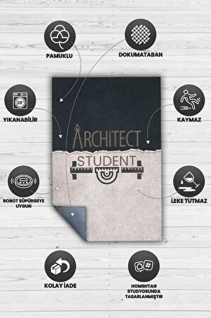 Homshtag Mimarlık Öğrencisi Dokuma Tabanlı Yıkanabilir Kaymaz Mimar Halısı