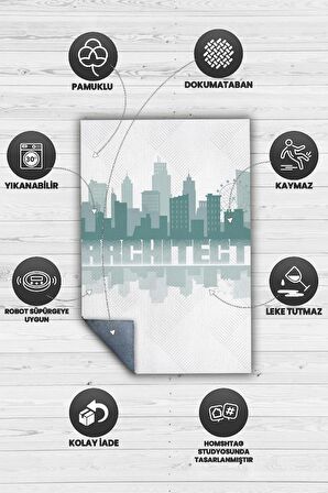 Homshtag Mimarlık Dokuma Tabanlı Yıkanabilir Kaymaz Mimar Halısı