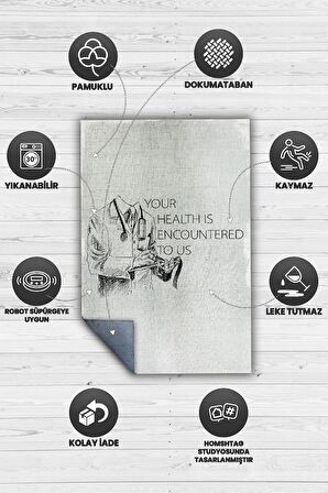 Homshtag Sağlığın İçin Dokuma Tabanlı Yıkanabilir Kaymaz Doktor Halısı