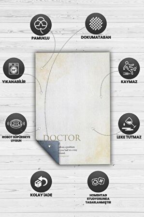 Homshtag Sihirbaz Doktor Dokuma Tabanlı Yıkanabilir Kaymaz Doktor Halısı
