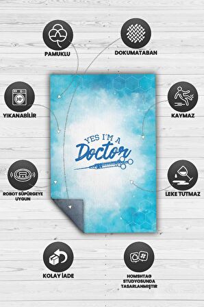Homshtag Ben Doktorum Dokuma Tabanlı Yıkanabilir Kaymaz Doktor Halısı