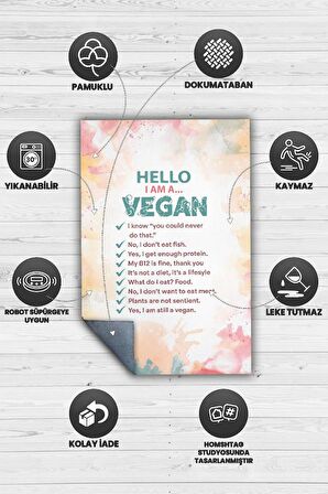 Homshtag Veganın Cevapları Dokuma Tabanlı Yıkanabilir Kaymaz Vegan Halısı