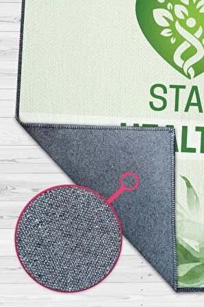 Homshtag Vegan Ol Sağlıklı Kal Dokuma Tabanlı Yıkanabilir Kaymaz Vegan Halısı