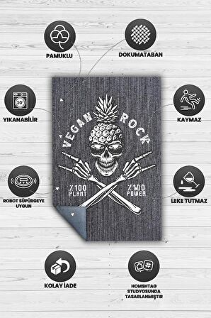 Homshtag Yüzdeyüz Bitki Dokuma Tabanlı Yıkanabilir Kaymaz Vegan Halısı