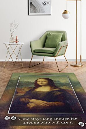 Homshtag Mona Lisa Da Vinci Dokuma Tabanlı Yıkanabilir Kaymaz Sanat Sever Halısı