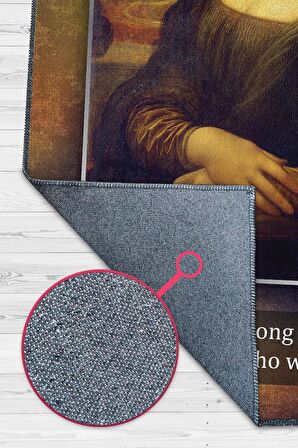 Homshtag Mona Lisa Da Vinci Dokuma Tabanlı Yıkanabilir Kaymaz Sanat Sever Halısı