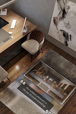 Homshtag Son Akşam Yemeği Da Vinci Dokuma Tabanlı Yıkanabilir Kaymaz Sanat Sever Halısı