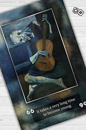 Homshtag Yaşlı Gitarist Picasso Dokuma Tabanlı Yıkanabilir Kaymaz Sanat Sever Halısı