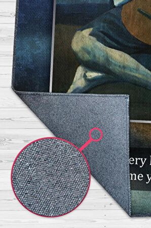 Homshtag Yaşlı Gitarist Picasso Dokuma Tabanlı Yıkanabilir Kaymaz Sanat Sever Halısı