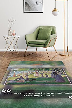 Homshtag Bir Pazar Günü Seurat Dokuma Tabanlı Yıkanabilir Kaymaz Sanat Sever Halısı