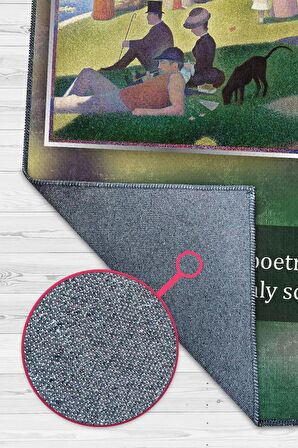 Homshtag Bir Pazar Günü Seurat Dokuma Tabanlı Yıkanabilir Kaymaz Sanat Sever Halısı