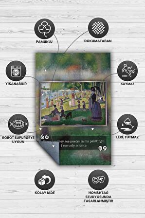Homshtag Bir Pazar Günü Seurat Dokuma Tabanlı Yıkanabilir Kaymaz Sanat Sever Halısı