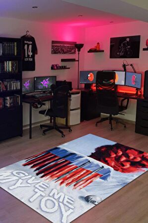 Homshtag O Oyuncak Benim Dokuma Tabanlı Yıkanabilir Kaymaz Gamer Halısı