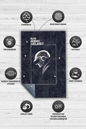 Homshtag Oyuncunun Kaskı Dokuma Tabanlı Yıkanabilir Kaymaz Gamer Halısı