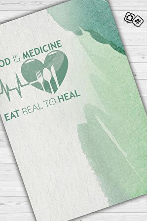 Homshtag İyi Ye İyi Ol Dokuma Tabanlı Yıkanabilir Kaymaz Diyetisyen Halısı