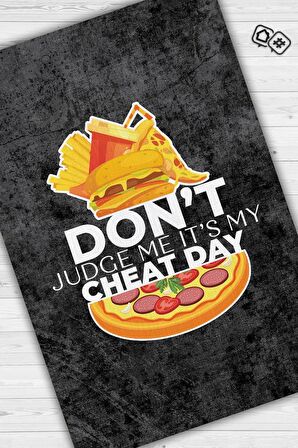 Homshtag Cheat Day Dokuma Tabanlı Yıkanabilir Kaymaz Diyetisyen Halısı