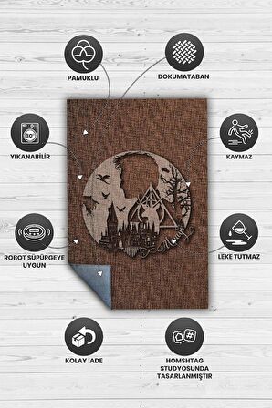 Homshtag Her Zaman Dokuma Tabanlı Yıkanabilir Kaymaz Harry Potter Film Halısı