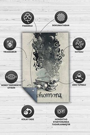 Homshtag Alohomora Dokuma Tabanlı Yıkanabilir Kaymaz Harry Potter Film Halısı
