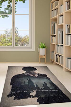 Homshtag Seninleyiz Dokuma Tabanlı Yıkanabilir Kaymaz Harry Potter Film Halısı