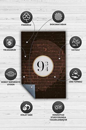 Homshtag Durak Dokuma Tabanlı Yıkanabilir Kaymaz Harry Potter Film Halısı