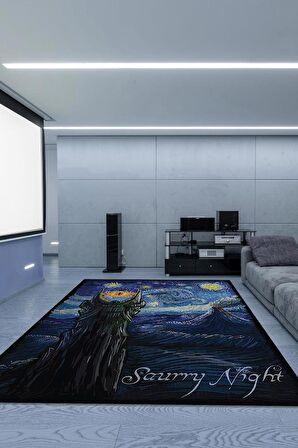 Homshtag Saurry Night Dokuma Tabanlı Yıkanabilir Kaymaz Yüzüklerin Efendisi Film Halısı