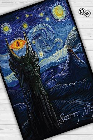 Homshtag Saurry Night Dokuma Tabanlı Yıkanabilir Kaymaz Yüzüklerin Efendisi Film Halısı