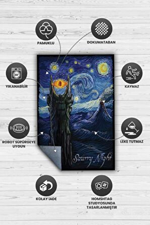 Homshtag Saurry Night Dokuma Tabanlı Yıkanabilir Kaymaz Yüzüklerin Efendisi Film Halısı