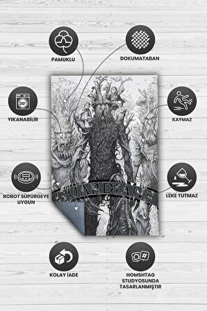 Homshtag Gardiyanlar Dokuma Tabanlı Yıkanabilir Kaymaz Yüzüklerin Efendisi Film Halısı