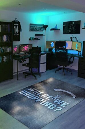 Homshtag Nereye İniyoruz Dokuma Tabanlı Yıkanabilir Kaymaz Gamer Halısı
