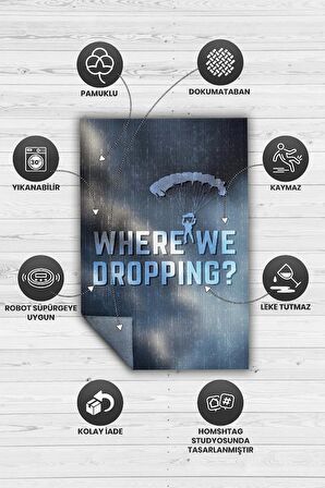 Homshtag Nereye İniyoruz Dokuma Tabanlı Yıkanabilir Kaymaz Gamer Halısı