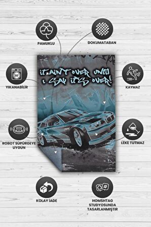 Homshtag Ben Bitti Demeden Bitmez Dokuma Tabanlı Yıkanabilir Kaymaz Gamer Halısı