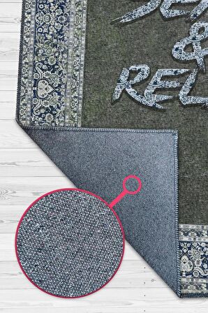 Homshtag Otur Ve Rahatla Pamuklu Dokuma Tabanlı Yıkanabilir Kaymaz Dekoratif Ev Aile Halısı