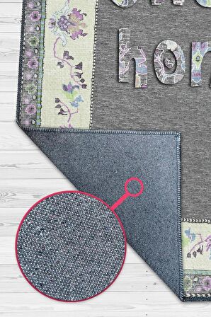 Homshtag Tatlı Evim Pamuklu Dokuma Tabanlı Yıkanabilir Kaymaz Dekoratif Ev Aile Halısı