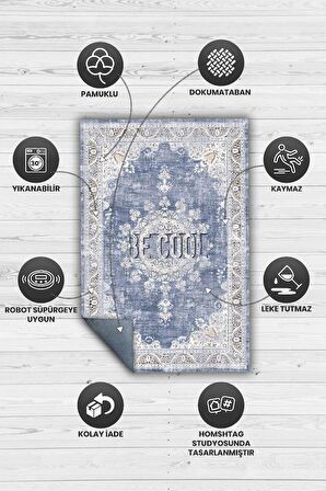 Homshtag Havalı Ol Pamuklu Dokuma Tabanlı Yıkanabilir Kaymaz Dekoratif Ev Halısı