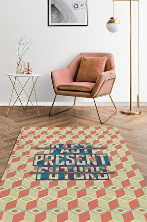 Homshtag Bu Gün Pamuklu Dokuma Tabanlı Yıkanabilir Kaymaz Dekoratif Ev Halısı