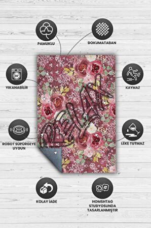 Homshtag Relax Pamuklu Dokuma Tabanlı Yıkanabilir Kaymaz Dekoratif Ev Halısı
