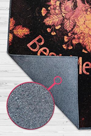 Homshtag Gülümsemek En İyi İlaç Pamuklu Dokuma Tabanlı Yıkanabilir Kaymaz Dekoratif Ev Halısı