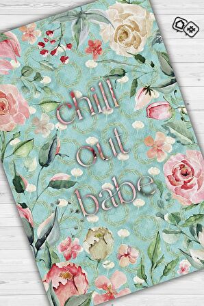 Homshtag Rahatla Bebeğim Dokuma Tabanlı Yıkanabilir Kaymaz Dekoratif Ev Halısı