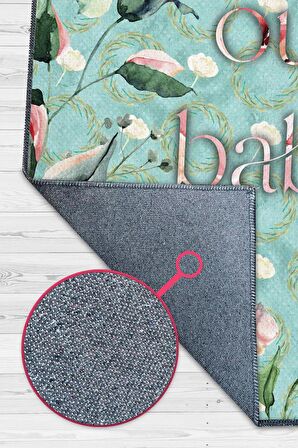 Homshtag Rahatla Bebeğim Dokuma Tabanlı Yıkanabilir Kaymaz Dekoratif Ev Halısı