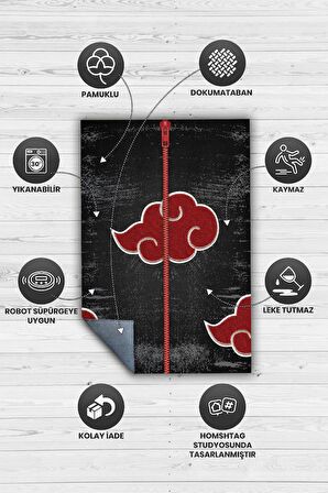 Homshtag Akatsuki Dokuma Tabanlı Yıkanabilir Kaymaz Anime Severler Halısı