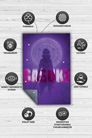 Homshtag Sasuke Dokuma Tabanlı Yıkanabilir Kaymaz Anime Severler Halısı